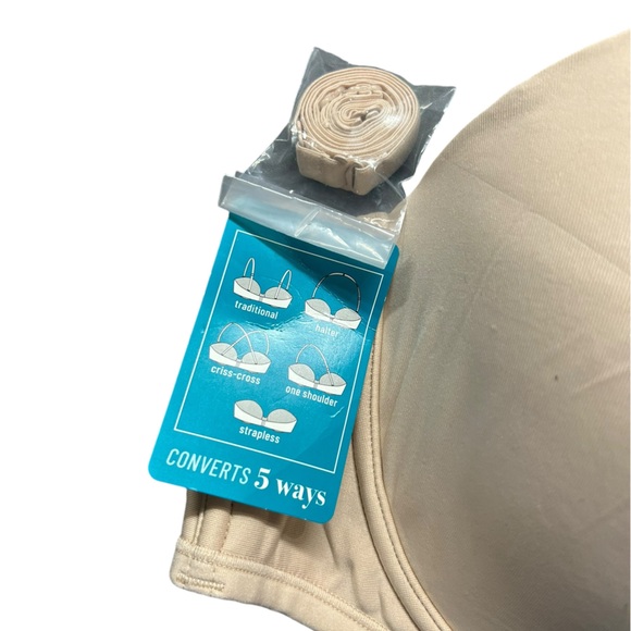 VANITY FAIR womens 5 way convertible beige underwire strapless 74380 40D NWT - Picture 11 of 16